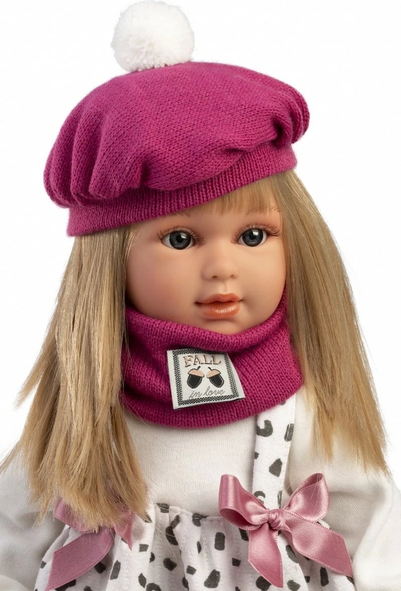 Kukull, Llorens, Carla 54050, 40 cm, bark pambuk + duar/këmbë/kokë vinil, set 7 pjesë, rozë/bardhë