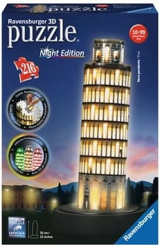 Puzzle 3D Ravensburger Leaning Tower of Pisa 216 copa plastik, për fëmijë dhe të rritur