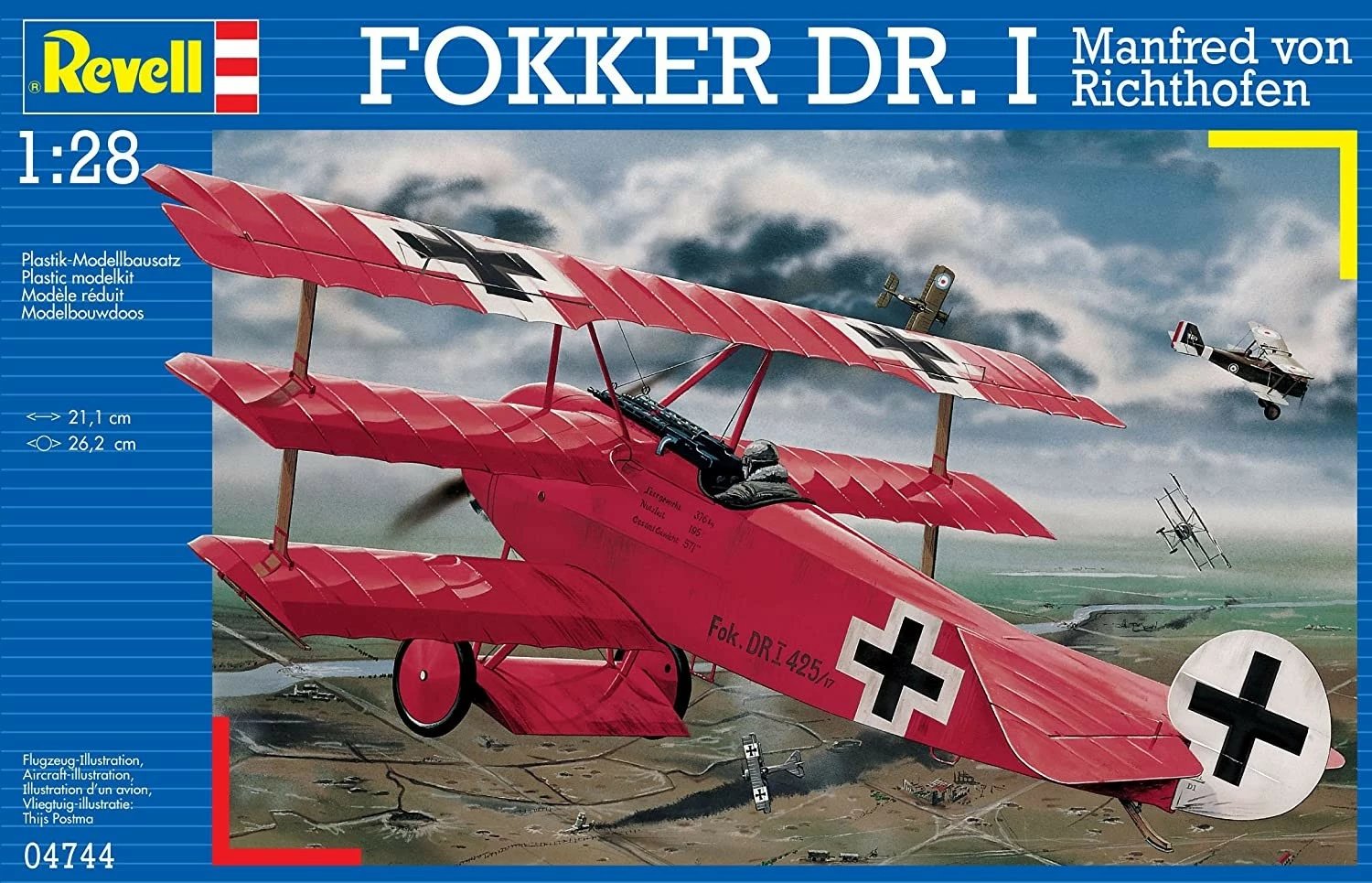 Model plastik Revell Fokker Dr.I, 1:28, 66 pjesë, Kuq