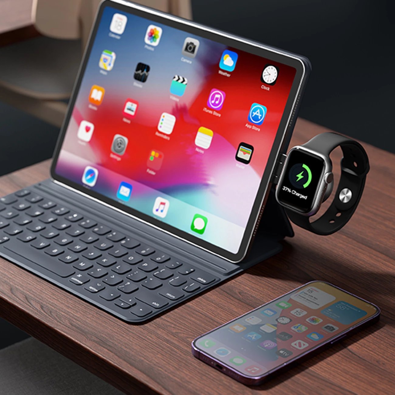 Stacion karikimi 4-në-1 Joyroom JR-WQS02 për iPhone, AirPods, Apple Watch, i palosshëm, i zi