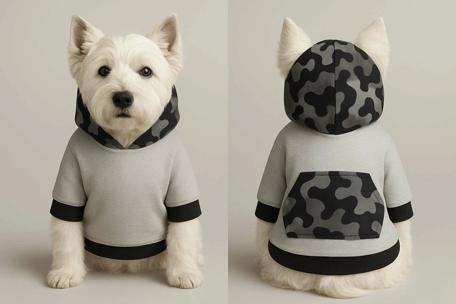 Bluzë me kapuç për qen, gri, Paws & Whiskers, Graysoldiersweat