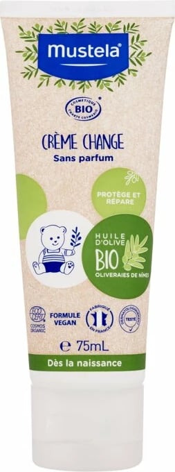 Krem për irritim nga pelenat Mustela Bio për fëmijë, 75ml Krem për irritim nga pelenat Mustela Bio për fëmijë, 75ml