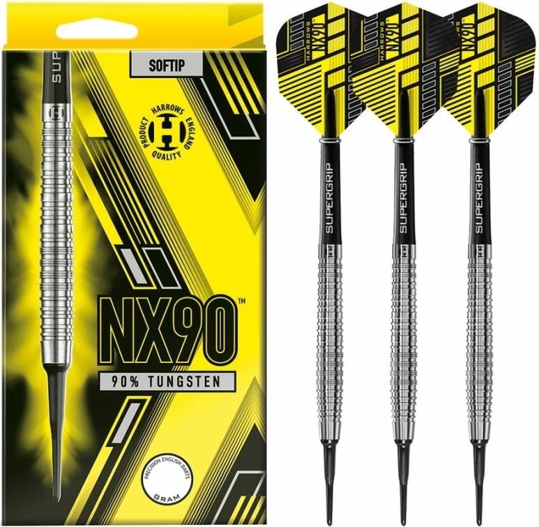 Shigjeta darts Harrows për meshkuj/femra, të zeza/verdhë/argjend