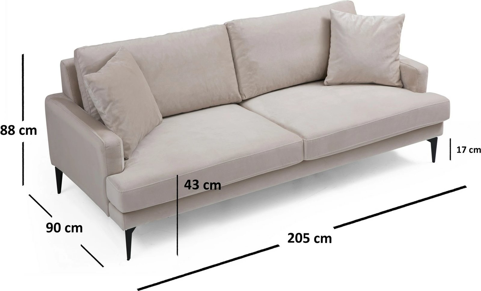 Divan treshe Papira, ngjyrë bezhë, Atelier del Sofa