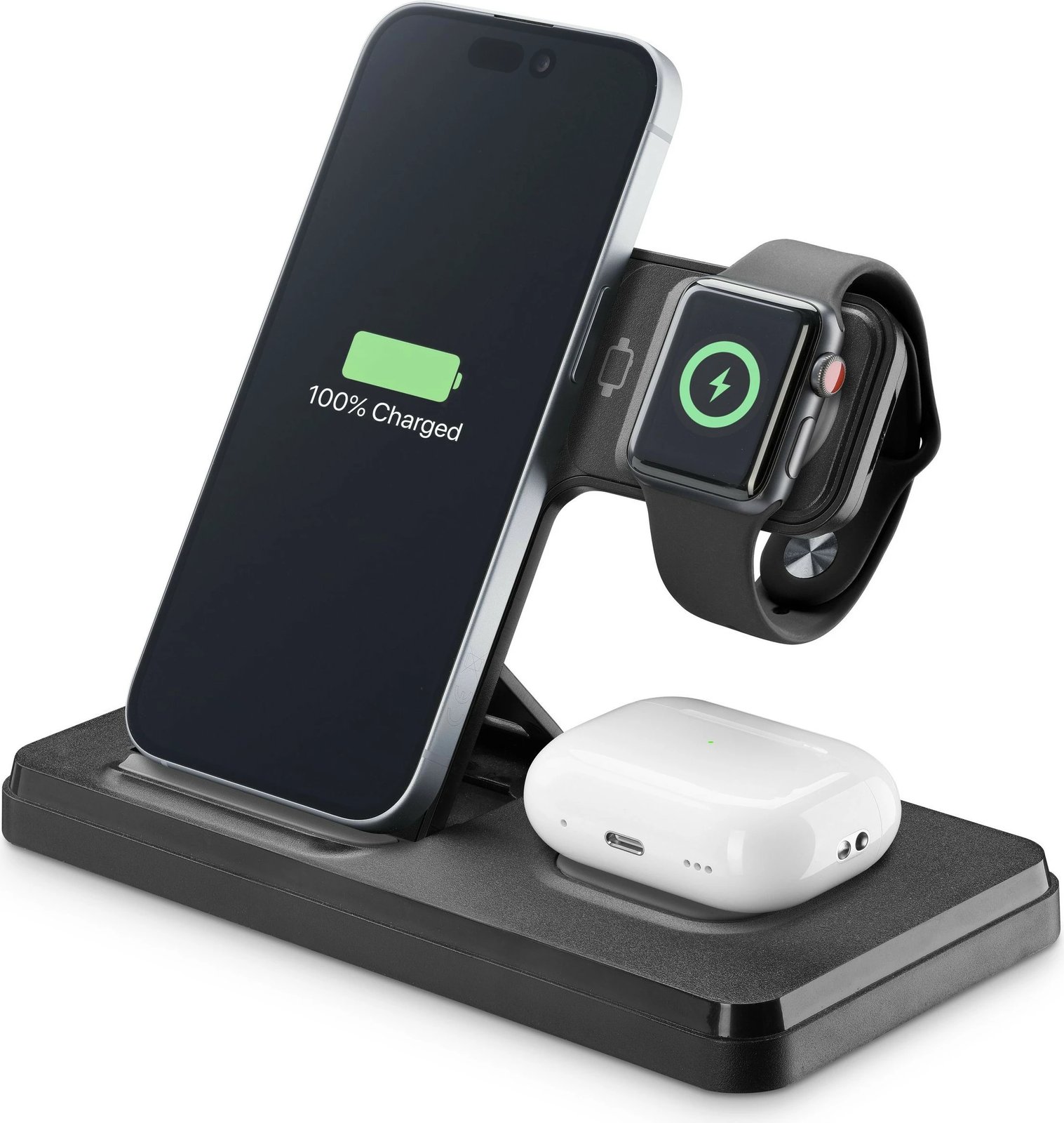 Stacion karikimi wireless Cellular Line TRIPLE STATION 3 IN 1, për Apple, 18W, e zezë