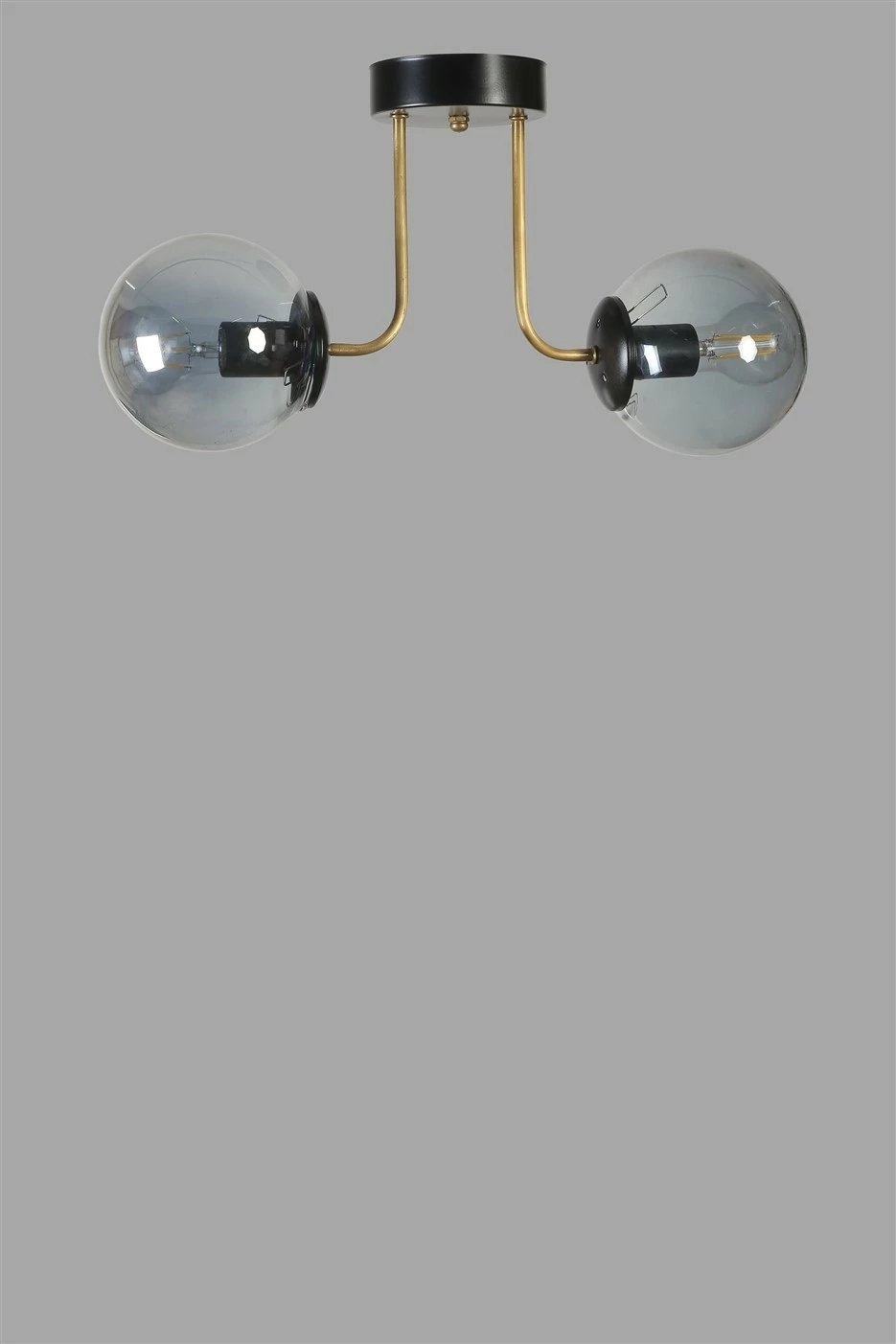 Llambë tavani Opviq Pablo 2, metal e xham, ngjyrë e zezë dhe fume Llambë tavani Opviq Pablo 2, metal e xham, ngjyrë e zezë dhe fume