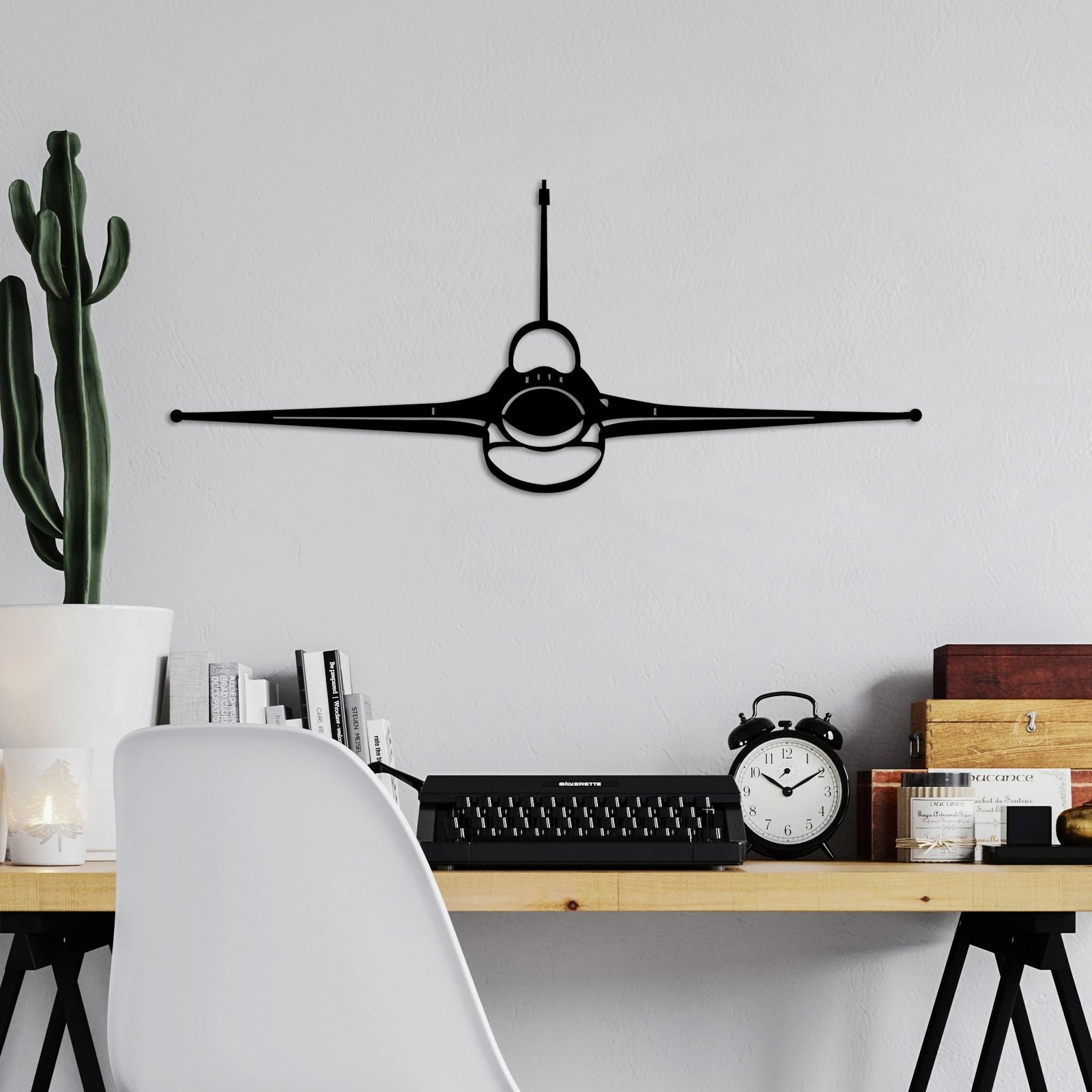 Aksesor dekorativ metalik për mur, Wallity, aeroplan F-16