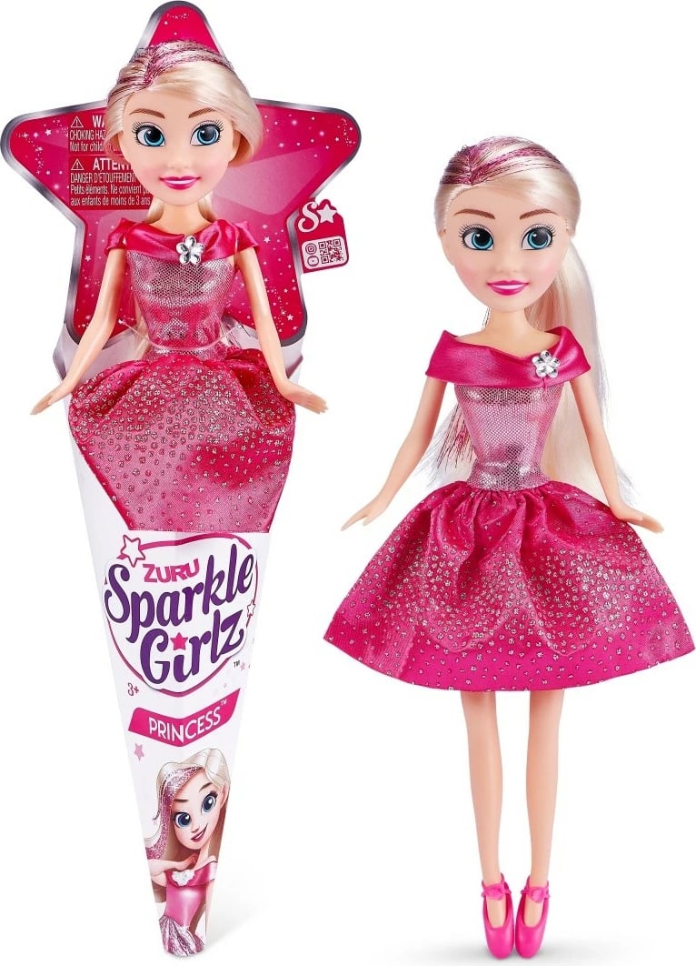 Set kukulla princeshë ZURU Sparkle Girlz, 10.5 inch, 12 copë, shumëngjyrëshe