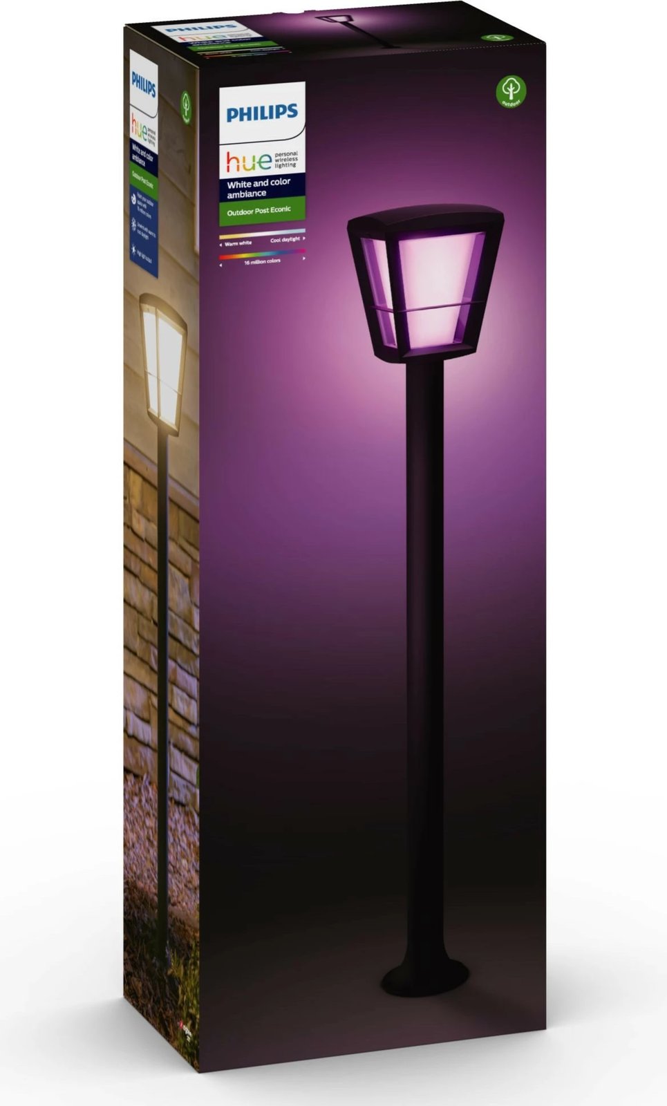 Dritë postare Philips Hue Econic, LED, e zezë