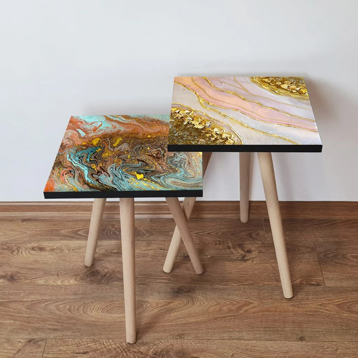 Set tavolinash ndihmëse, dy pjesë, Skye Decor, 2Shp488, shumëngjyrëshe