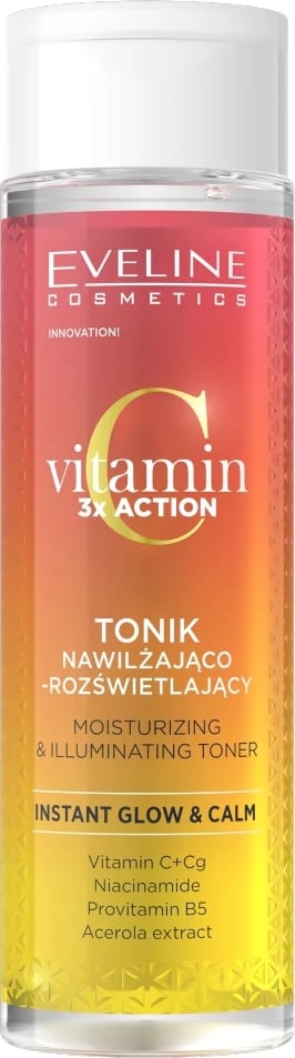 Tonik për fytyrë Eveline Cosmetics Vitamin C 3x Action Hydrating and Brightening për femra 200ml