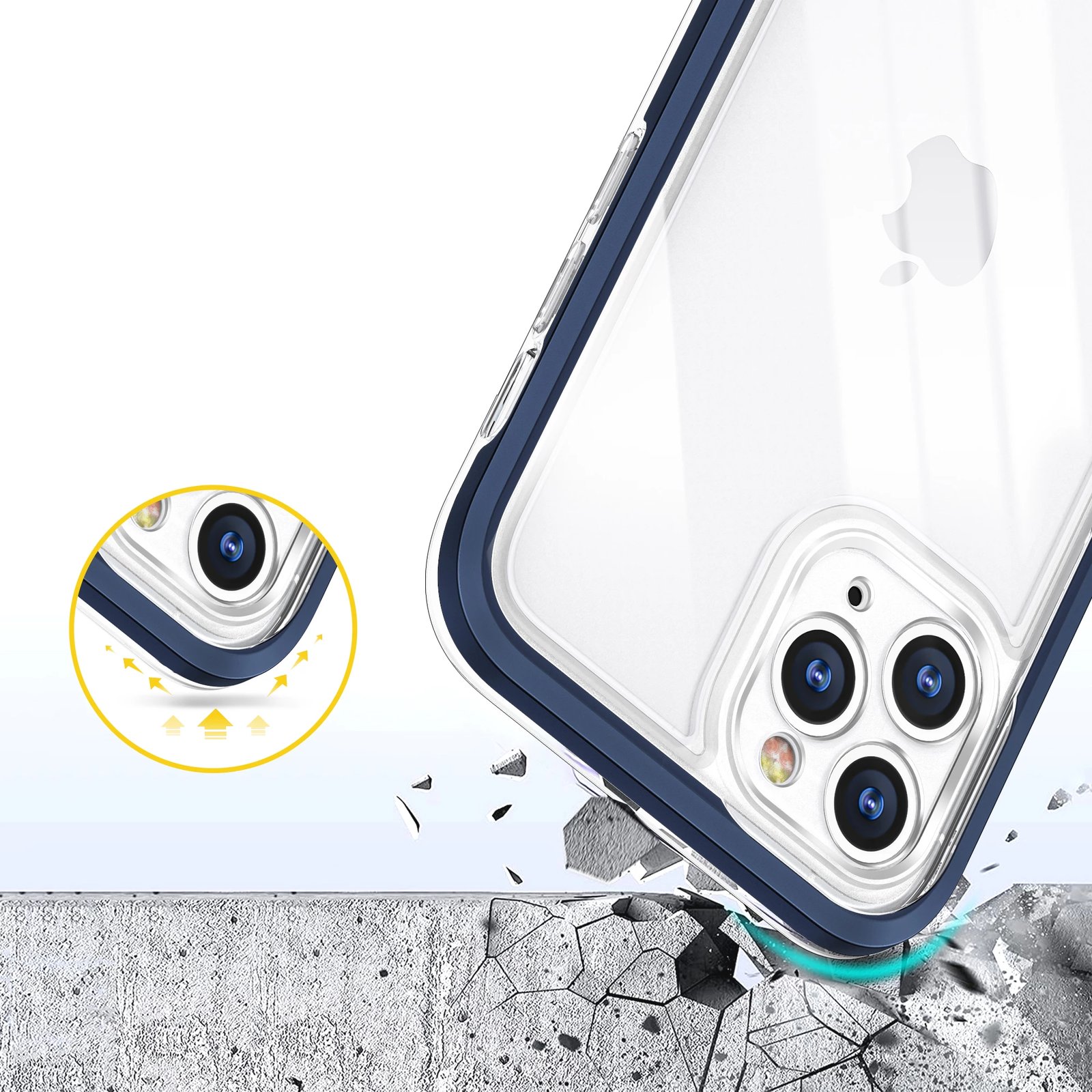 Mbështjellës Hurtel Hybrid Armor Clear 3in1 për iPhone 11 Pro Max, Kaltër/Transparent