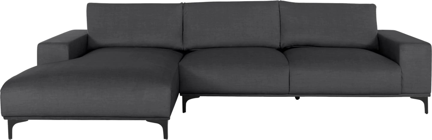 Divan qoshe (majtas) NOA FH3278.02L, pëlhurë antracit, 288x90-157x67-80H cm