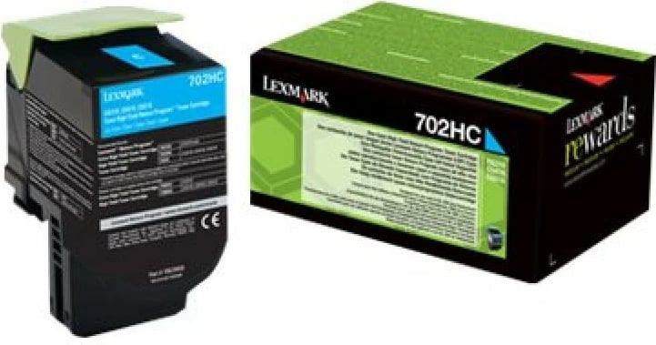 Toner Lexmark 702HC kapacitet i lartë, Unison, rendiment 2,400–4,400 faqe, cyan, 1 copë