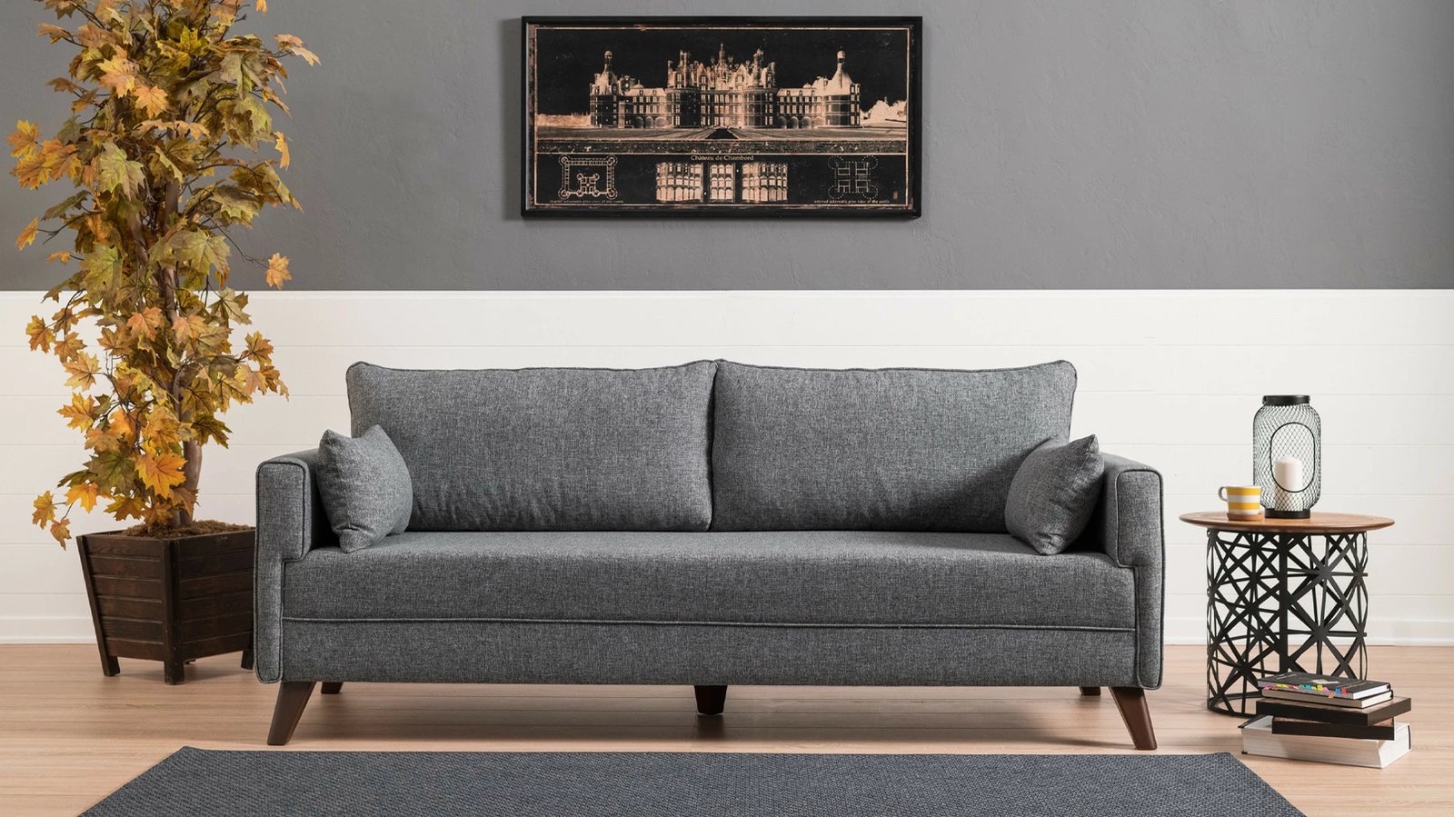 Divan-krevat trefësh, ngjyrë gri, Bella Sofa Bed