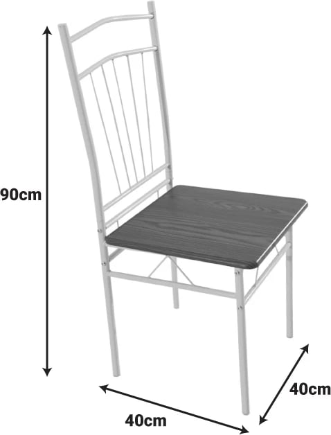 Tavolinë me karrige Roza II, set 5 copë, MDF natyrale, këmbë metalike të bardha, 110x60x74cm