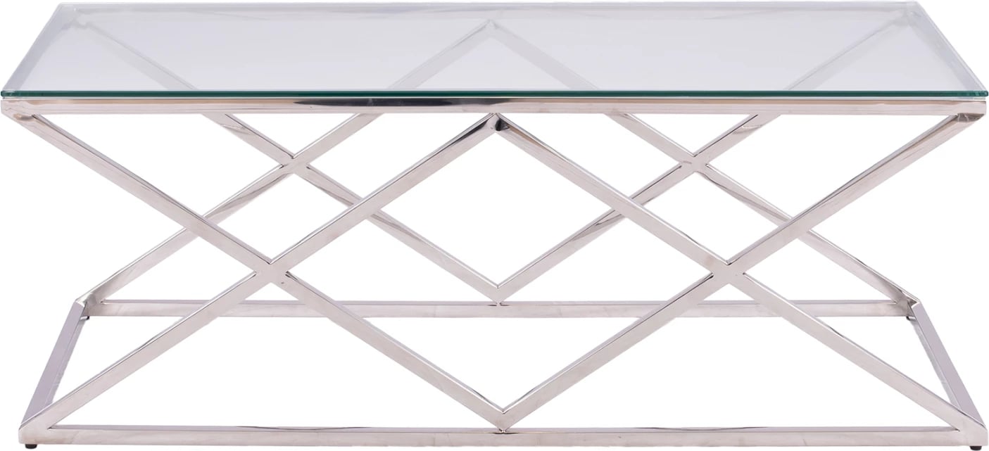 Tavolinë kafeje HOLLAND FH8624.01 me xham dhe bazë kromi 120x60x45 cm