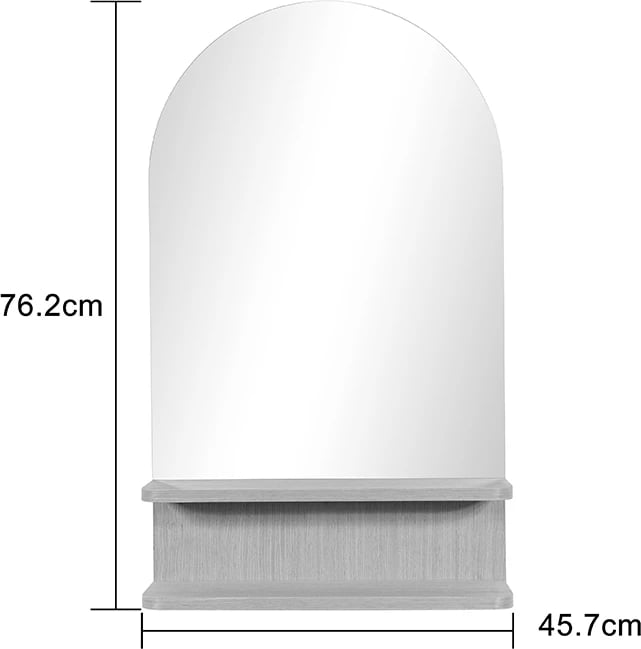 Pasqyrë me rafte Mensola, MDF, ngjyrë druri natyrale, 45.7x12.7x76.2cm