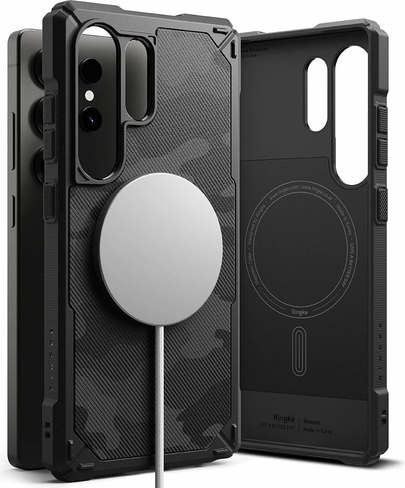 Mbështjellës Ringke Rugged Gear MagSafe për Samsung Galaxy S25 Ultra, Black Camo