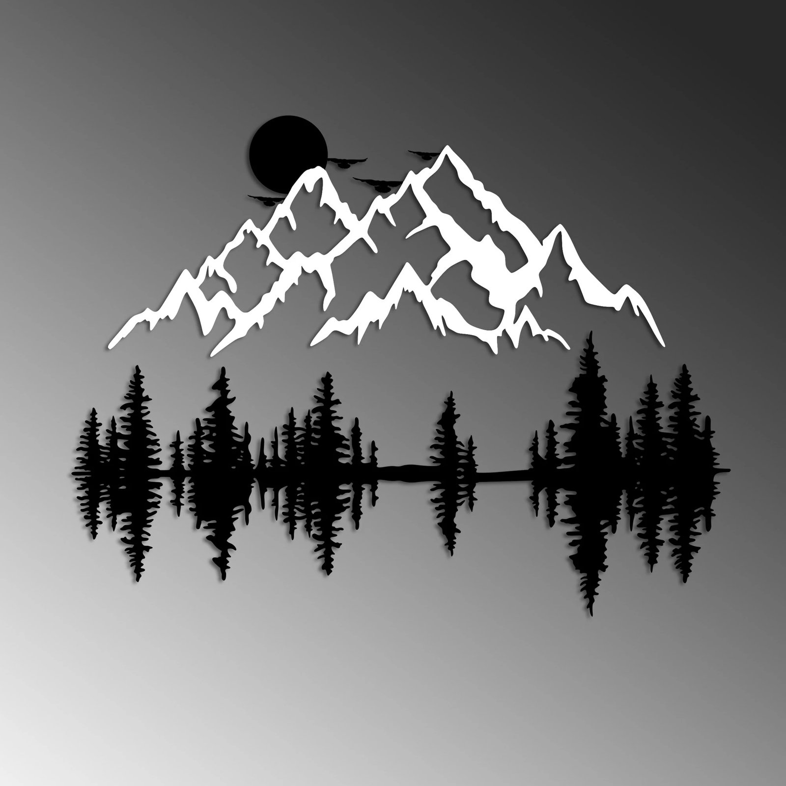 Aksesor dekorativ metalik për mur, natyrë dhe male, Wallity - 14