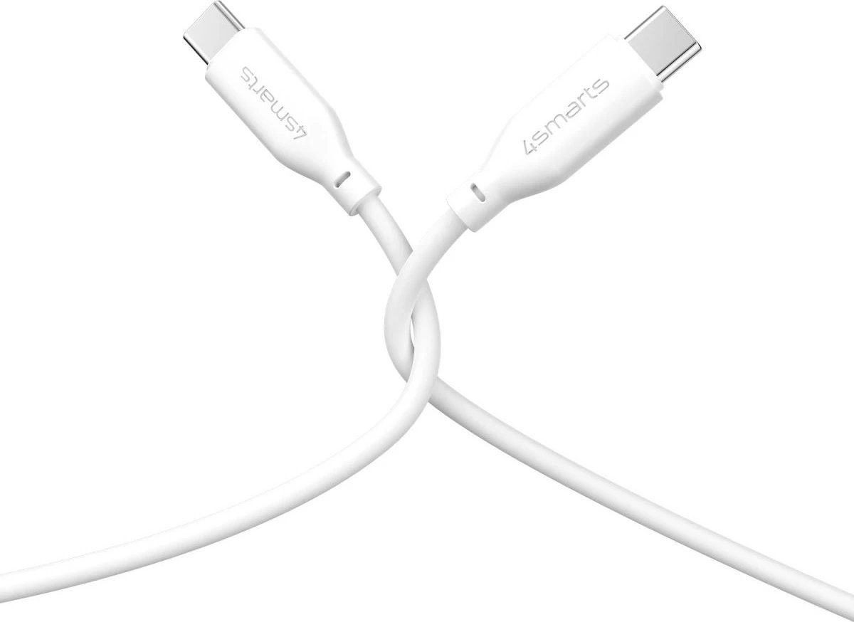 Kabëll USB C në USB C 4smarts 1.5m, Fast Charging, 60W, i bardhë Kabëll USB C në USB C 4smarts 1.5m, Fast Charging, 60W, i bardhë