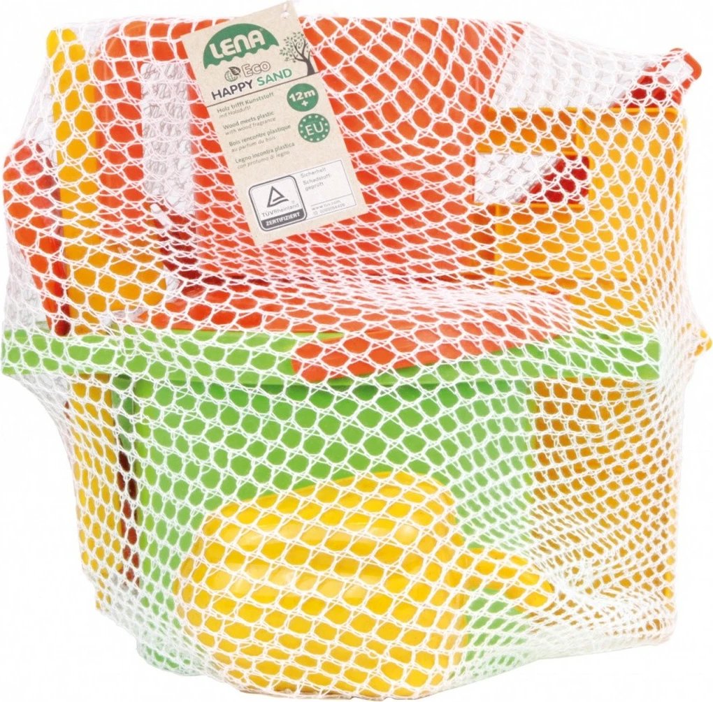 Set lodrash rëre Lena Eco, 14 pjesë, plastikë me aromë druri, Jeshile/Portokalli/E verdhë