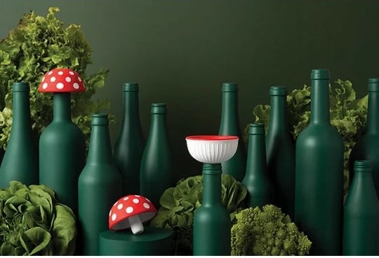 Trichter OTOTO Magic Mushroom, dizajn kërpudhe, kuqe-bardhë Trichter OTOTO Magic Mushroom, dizajn kërpudhe, kuqe-bardhë
