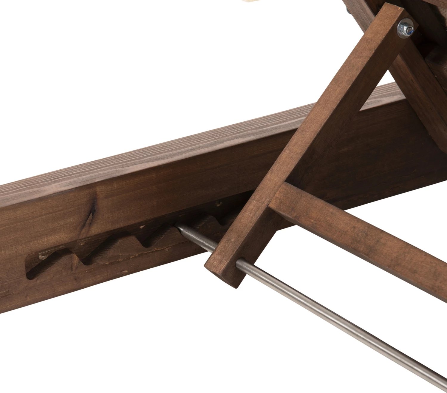 Shezlong plazhi i ulët IKARIA FH10622.04, dru pishe, ngjyrë arre, tekstilene mocha, jastëk 20cm i trashë