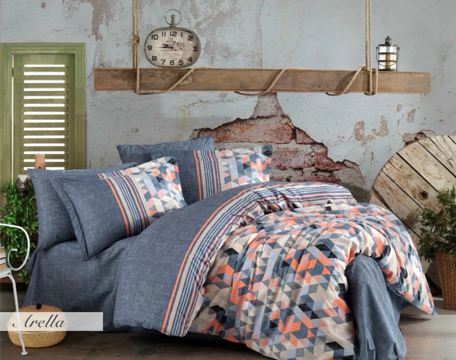 Set mbulesash për jorgan dopio Poplin, Arella, portokalli