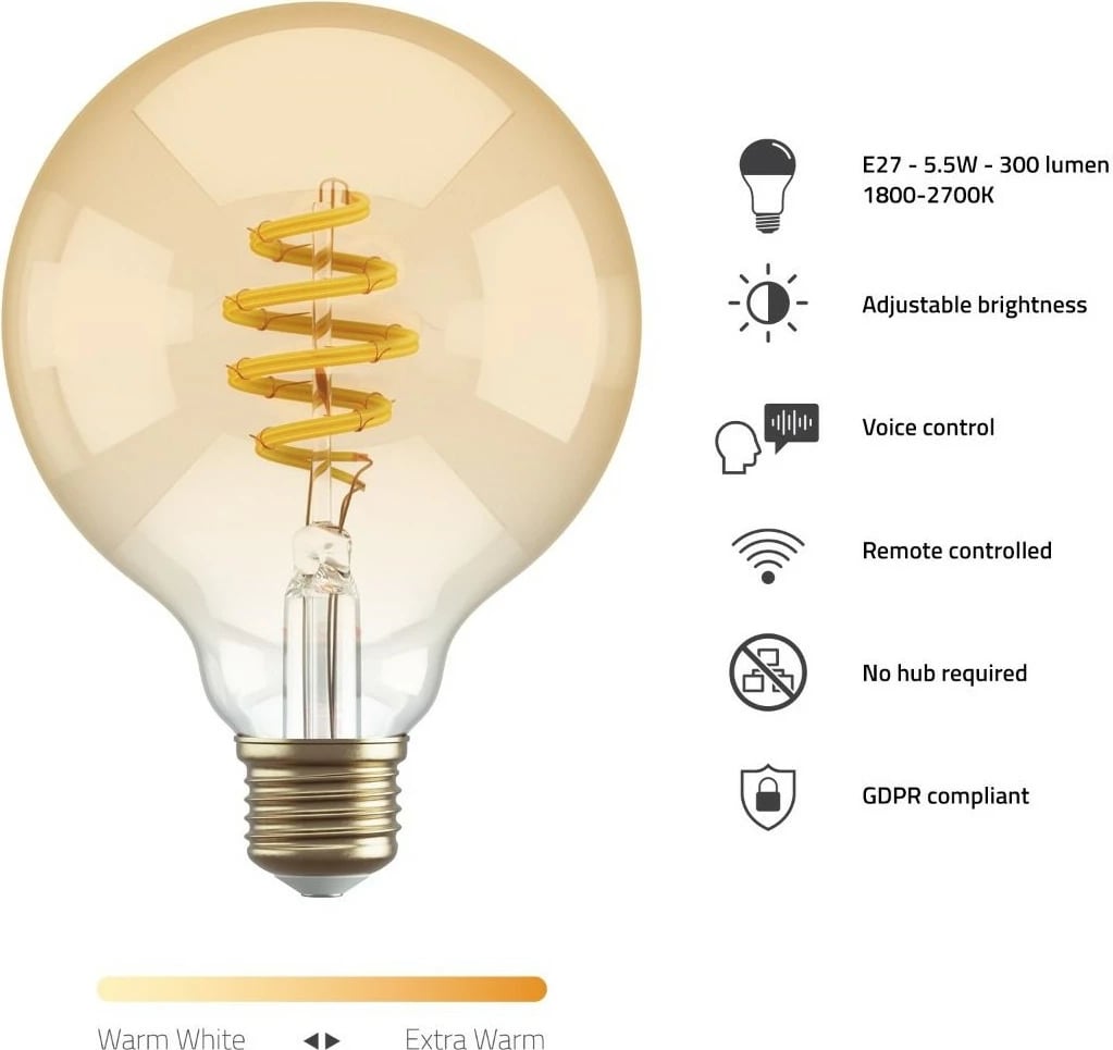 Llambë e mençur Hombli HBEB-0312, Wi-Fi, G95, E27, Gold