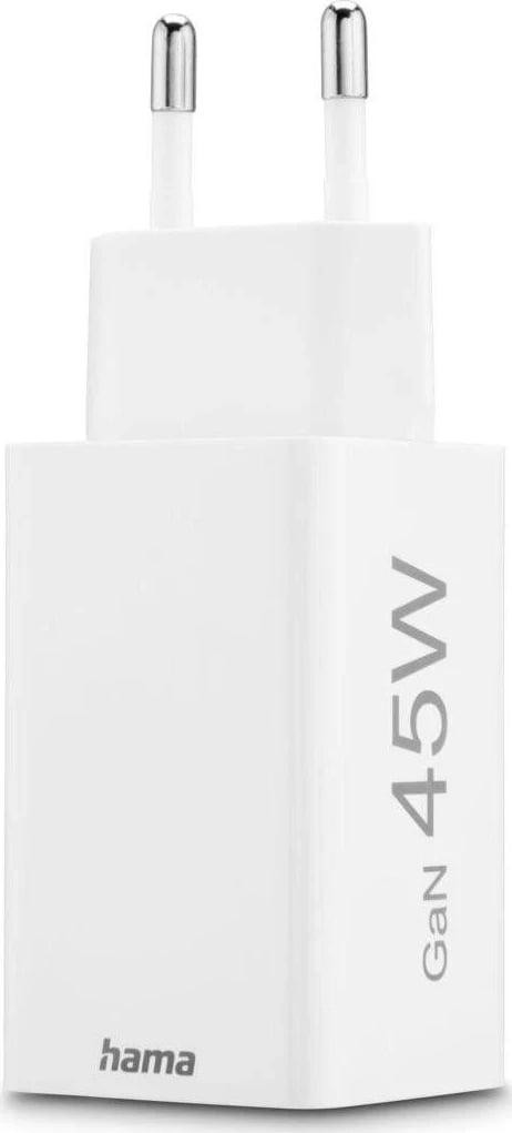Karikues Hama mini GaN 45W PD/QC 2x USB-C, 1x USB-A, bardhë
