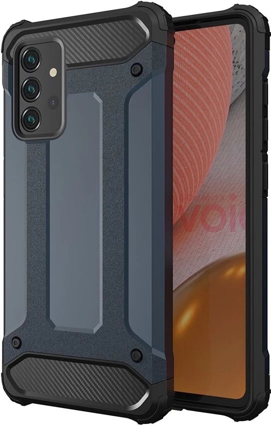 Mbështjellës Hurtel Hybrid Armor Camshield me kapak kamere dhe unazë metalike për Samsung Galaxy S25+, Blu