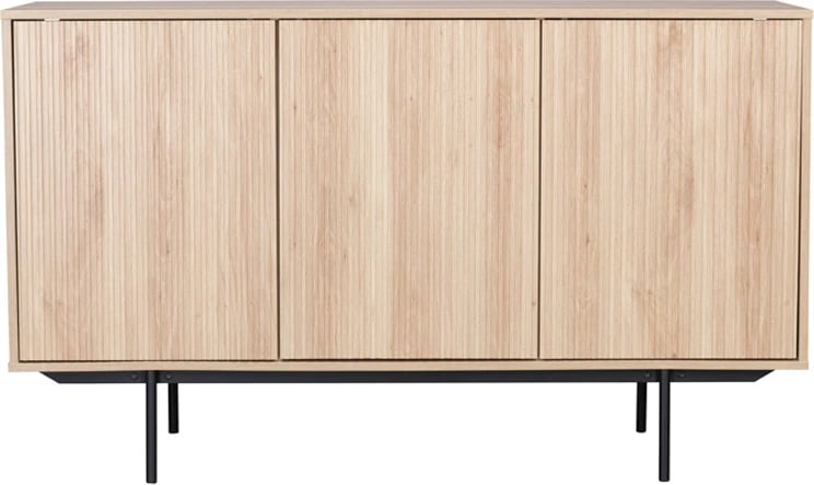 Bufe Rigote me 3 dyer, ngjyrë sonoma e zezë, 140x39x82.8 cm