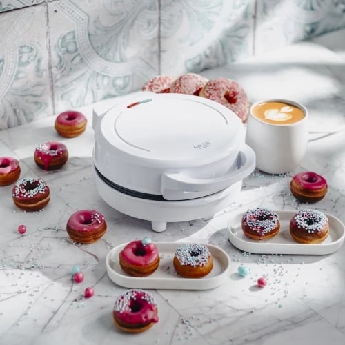 Aparat donutash Adler AD 3075, 7 donutë, diametër 5 cm, 1000W, e bardhë