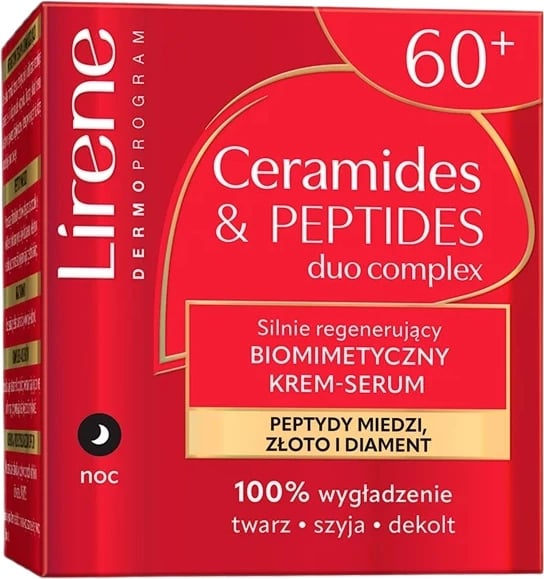Krem-serum nate për femra Lirene Ceramides & Peptides Strongly Regenerating Biomimetic 60+, 50ml