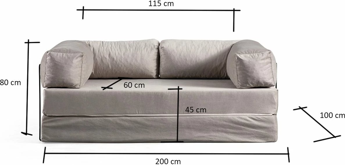 Divan-krevat dy vendësh, ngjyrë gri e çelët, Atelier del Sofa, Via Con