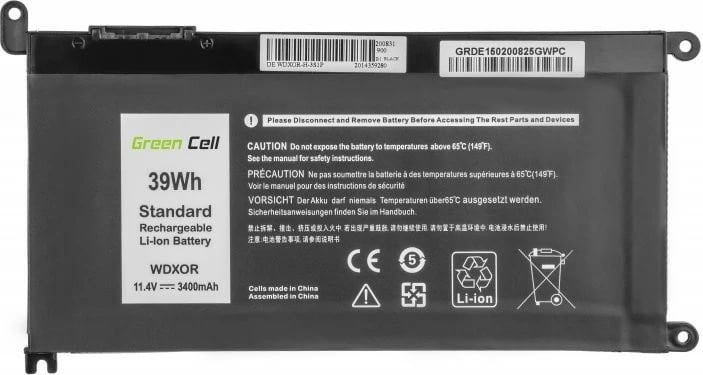 Bateri për laptop Green Cell DE150, 3400mAh, 11.4V, për Dell Inspiron, e zezë