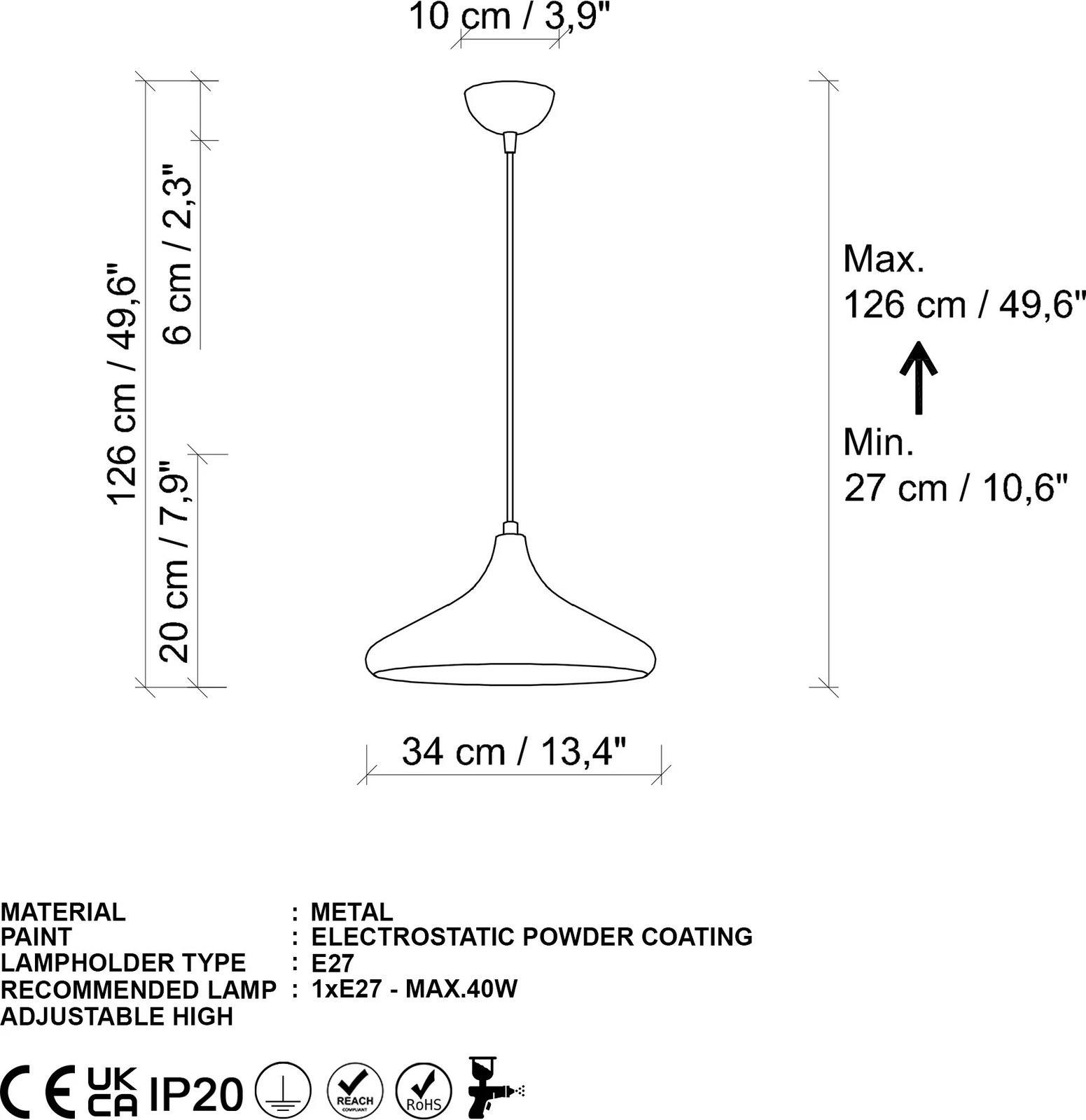Llambë tavani Opviq, Eysan - 210, ngjyrë ari