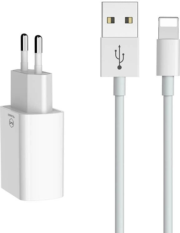 Karikues dyfishtë USB Mcdodo CH-6720 me kabllo Lightning 1m, i bardhë, set udhëtimi