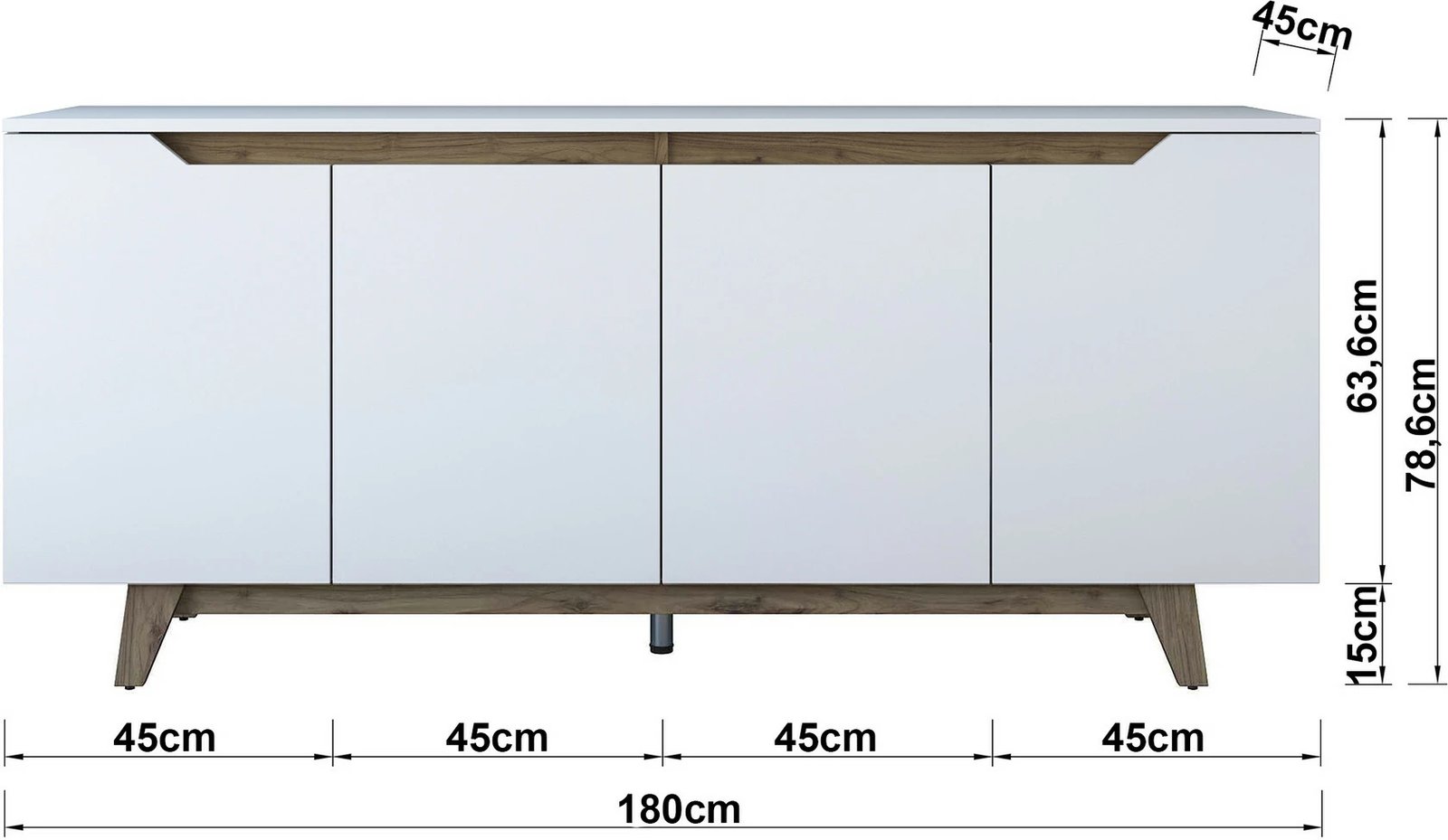 Konsolë moderne Skye Decor, e bardhë dhe arre, GD102 - 1874
