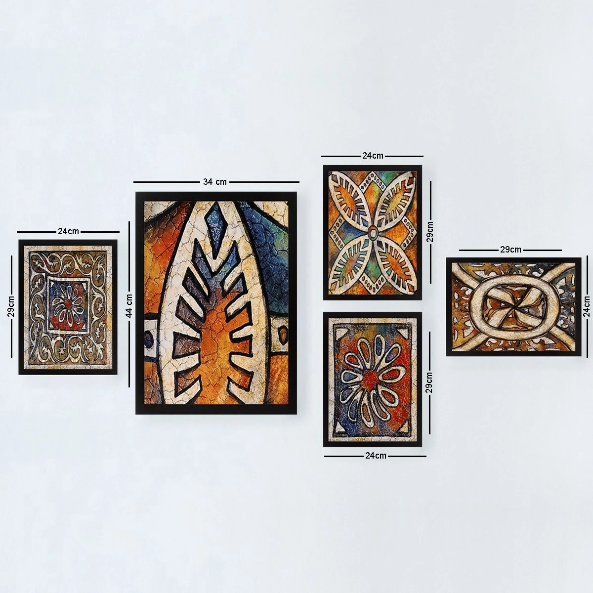 Set pikturash dekorative me kornizë, MDF, shumëngjyrëshe, 5 copë, Wallity, SET_057