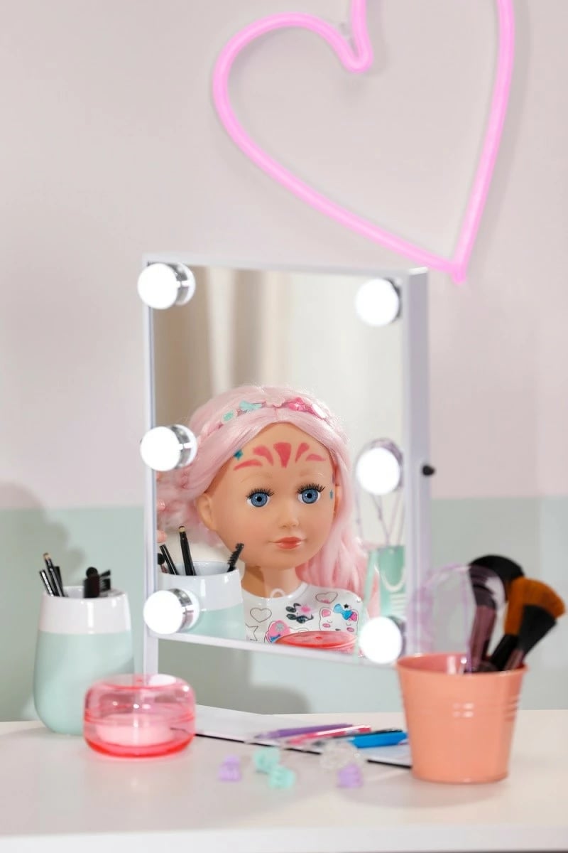 Kokë stilimi kukulle, Baby Born Little Sister 836033-116724, 22 cm, me set aksesorësh, flokë rozë