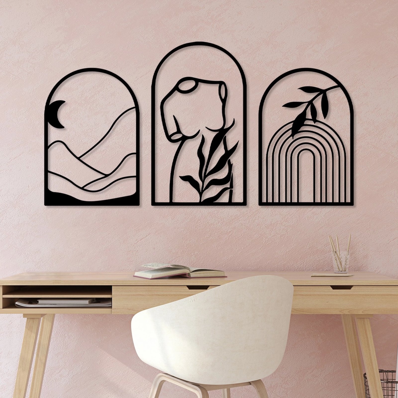 Aksesor dekorativ metalik për mur Wallity, Memorie Trio B, 3 pjesë