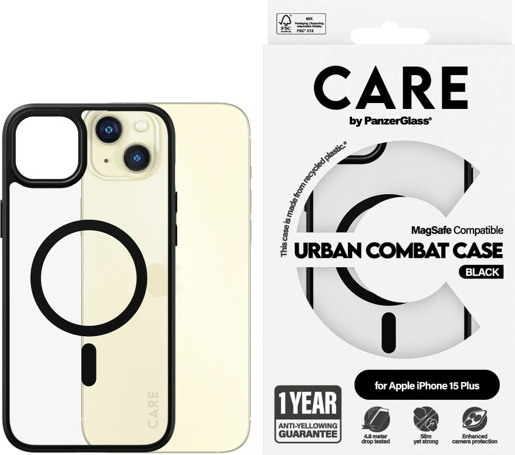 Mbështjellës PanzerGlass CARE Case Flagship MagSafe për iPhone 15 Plus, transparent