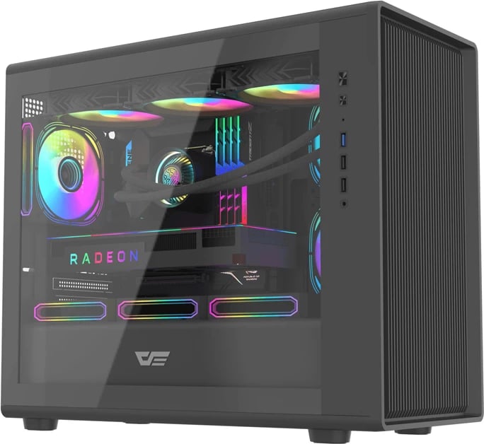 Kasë kompjuteri, Darkflash DB460M, Big Tower mATX/ITX, panel xhami i temperuar, deri 12 ventilatorë / radiator 360 mm, pa ventilatorë, e zezë