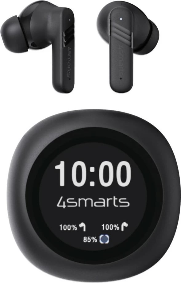 Kufje TWS 4smarts SkyBuds Screen Pro ANC, Bluetooth 5.4, ekran, të zeza