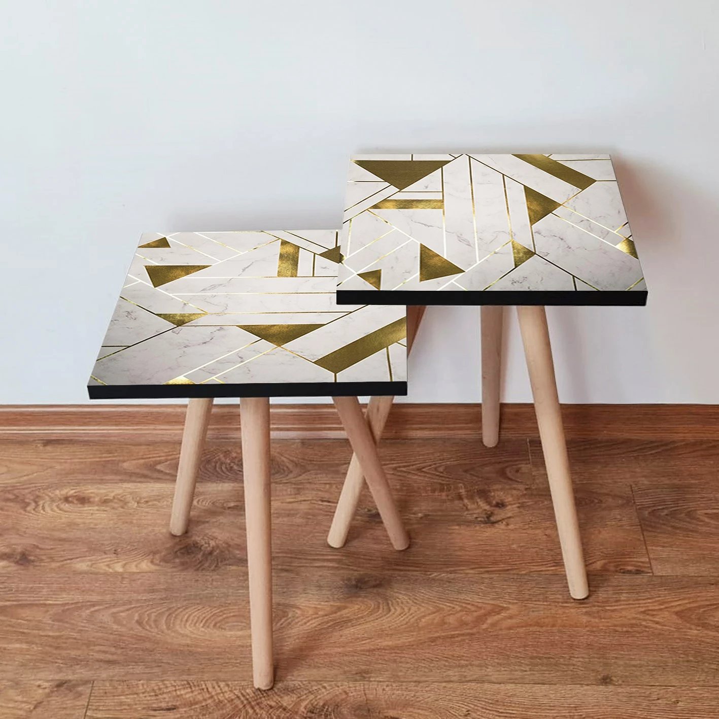 Set tavolina të vendosshme, dy copë, ngjyrë e bardhë dhe ari, Skye Decor, 2Shp231