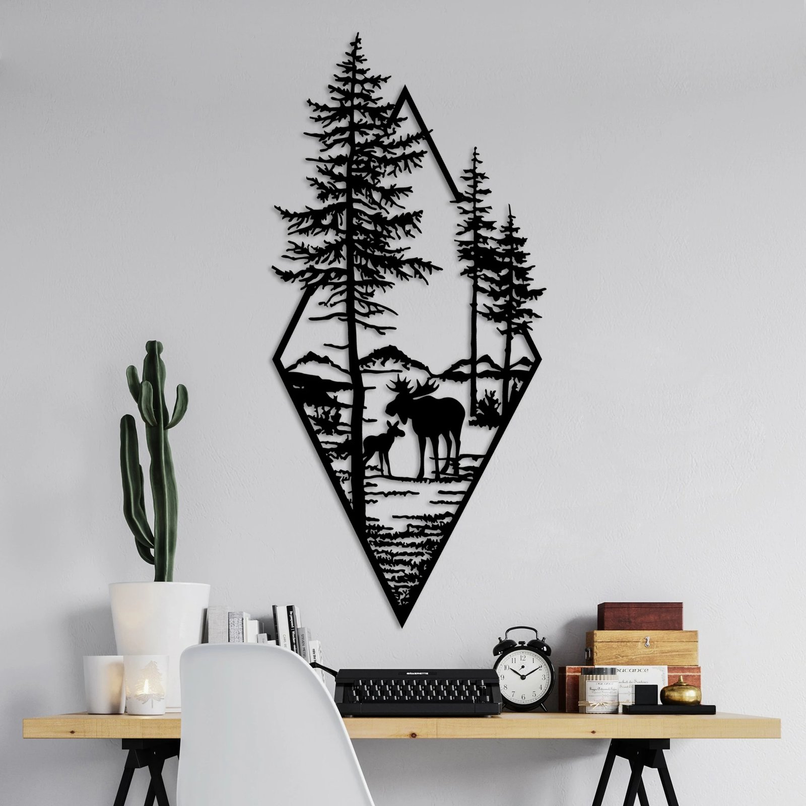 Aksesor dekorativ metalik për mur, Wallity, dreri në pyll