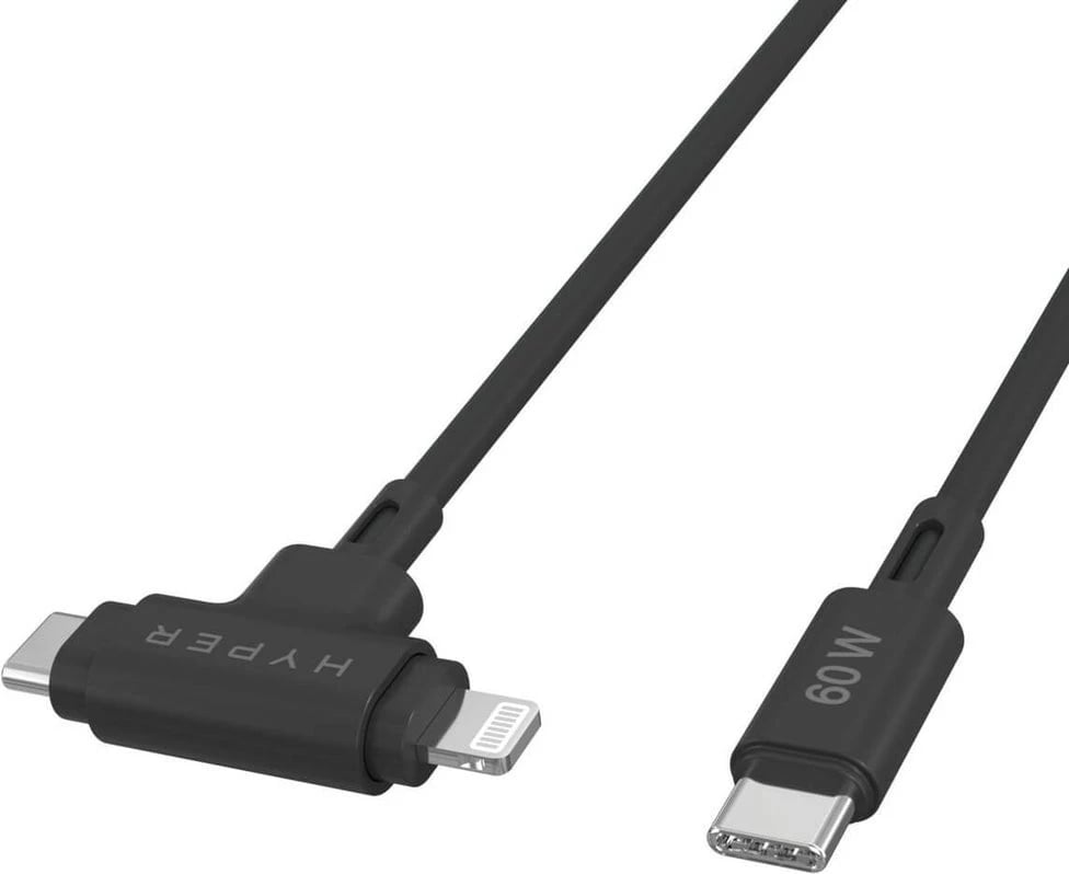 Kabllo Targus HyperJuice USB-C në USB-C/Lightning, 1.5m, 60W, e zezë
