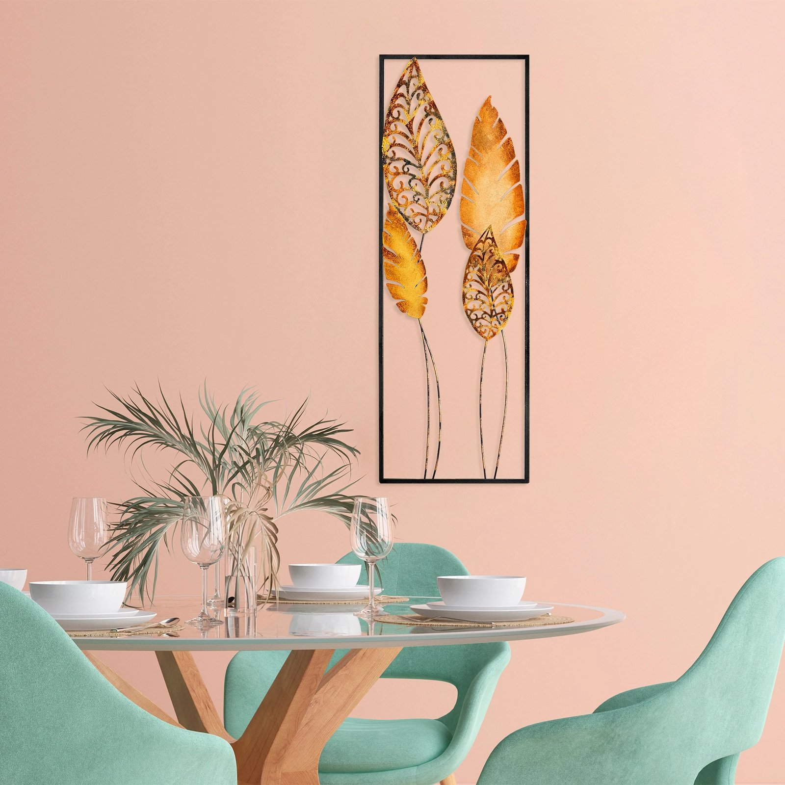 Aksesor dekorativ metalik për mur, Wallity, Nezgep 2, shumëngjyrësh, 32x90cm